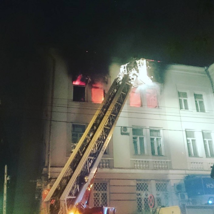 Пожар в Доме Кино в центре Москвы